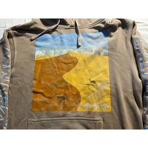 Blazendary Hoodie Sweatshirt Mens Small Brown Graphic Print Pullover Outdoor